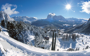 Lift at ski resort Selva, Italy