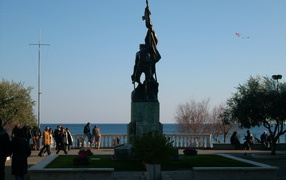 Monument on the seafront in the resort Spotorno, Italy