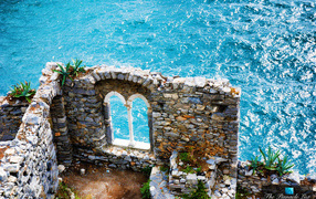 Ruins on the sea in Liguria, Italy