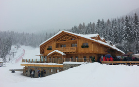 Ski resort on Alleghe, Italy