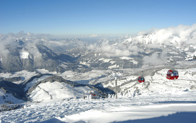 Ski slope in the ski resort of Selva, Italy