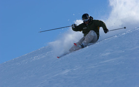 Skiing in the ski resort of Cervinia, Italy