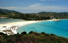 Spring vacation on the beach on the island of Sardinia, Italy