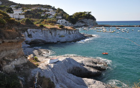 Steep coast on the island of Ponza, Italy