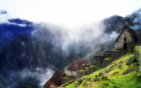 Village in mountains in Peru