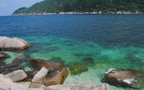Rocks near the shore on the island of Koh Tao, Thailand