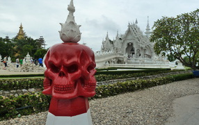 Skull statue at a resort in Chiang Rai, Thailand