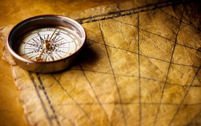 Compass on old world map