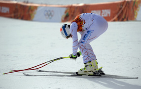 Спортсмен на лыжных гонках на Олимпиаде в Сочи
