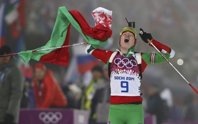 Belarusian biathlete Darya Domracheva in Sochi