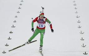Belarusian biathlete Darya Domracheva winner of three gold medals