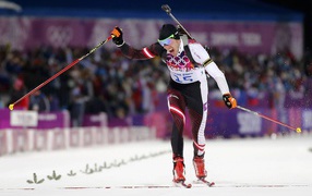 Dominik Landertinger Austria Biathlon silver medalist at the Olympic Games in Sochi