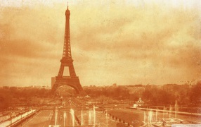 Eiffel Tower, sepia photo