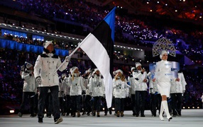 Estonian team at the opening of the Olympic Games in Sochi