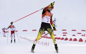 Обладатель золотой медали в дисциплине лыжное двоеборье Эрик Френцель из Германии