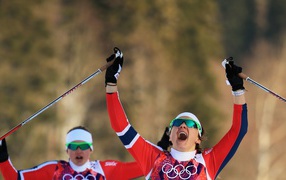 Gold medalist in the discipline of skiing Kaspersen Maiken Falla at the Olympic Games in Sochi in 2014