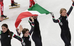 Italian bronze medal winner Martin Short trekistka Valchepina at the Olympics in Sochi