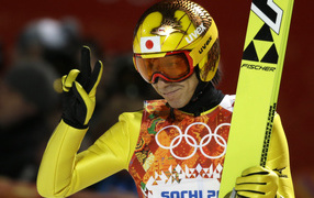 Нориаки Касаи из Японии серебряная и бронзовая медаль на олимпиаде в Сочи 2014 год