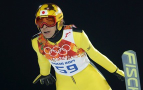 Нориаки Касаи из Японии на олимпиаде в Сочи 2014 год