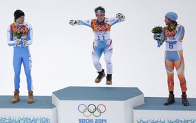 Пьедестал соревнований по горным лыжам на Олимпиаде в Сочи