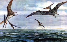 Pterodactyls over the ocean