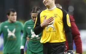 Rubin goalkeeper Sergei Ryzhikov on the field