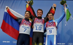 Russian luger Albert Demchenko at the Olympic Games in Sochi