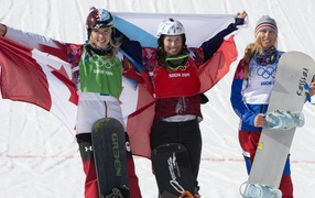Обладательница серебряной медали канадская сноубордистка Доминик Мальте на олимпиаде в Сочи