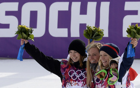 Snoubordistok pedestal at the Olympics in Sochi