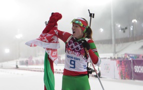 Обладательница золотых медалей в биатлоне Дарья Домрачева