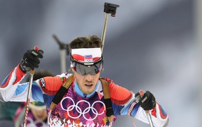 Обладатель серебряной и бронзовой медали в дисциплине биатлон Ярослав Соукуп на олимпиаде в Сочи