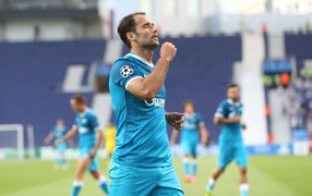 Zenit midfielder Roman Shirokov runs across the field