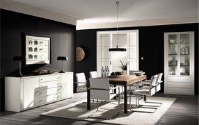 	   Dining room in black and white style