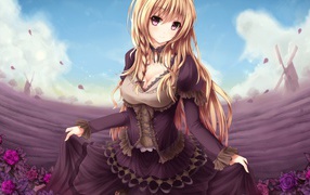 Anime girl in an elegant black dress