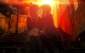 Девушки аниме целуются