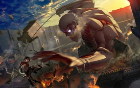 Сражение с титаном в аниме Атака Титанов