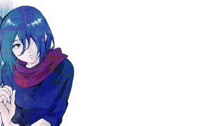 Синеволосая девушка в аниме Tokyo Ghoul