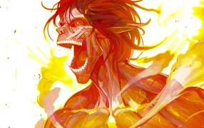 Огненный персонаж аниме Shingeki no Kyojin