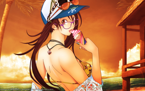 Girl on the beach in the anime Air Gear