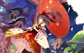 Девочка с зонтом в аниме Saigyouji Yuyuko