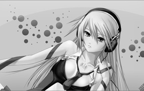 Серый рисунок девушки аниме