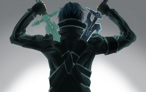 Зеленый и серый меч героя аниме Sword Art Online