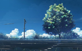 Пейзаж в аниме Пять сантиметров в секунду