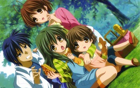 Picnic on the lawn, anime Klannad