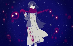 Красный шарф на девушке из аниме Shingeki no Kyojin