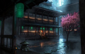 The architecture of the city in the manga anime