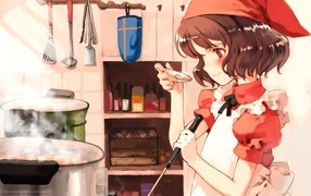 The cook in the kitchen in the anime Quartett!