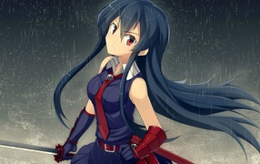 Девушка под дождем в аниме Akame ga Kill