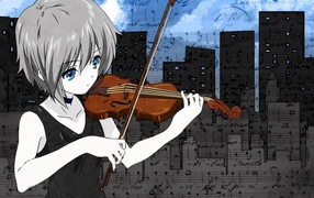 The girl with a violin in the anime The Melancholy of Haruhi Suzumiya