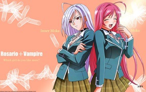 Две девушки в аниме Крестик + Вампир